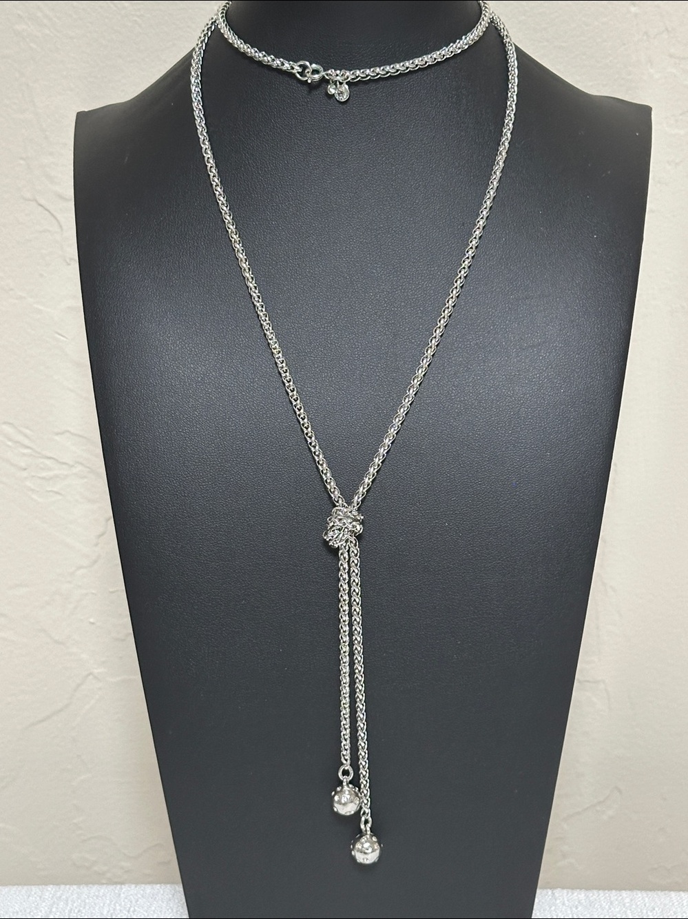 Ann Taylor Silver Tone Knot Y Necklace
